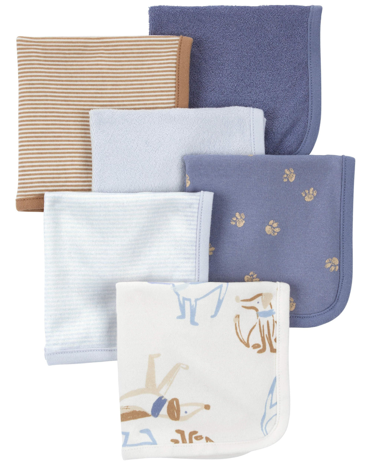 Carter's 6-Pack Washcloths (Blue/Ivory)