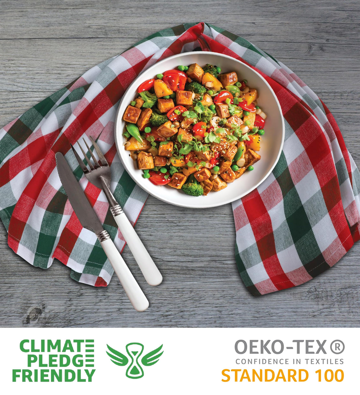 Urban Villa Christmas Set of 6 Kitchen Towels 20×30 Inch 100% Cotton Highly Absorbent Dish Towels Premium Quality Ultra Soft Bar & Tea Towels with Mitered Corners- Red/Green/White