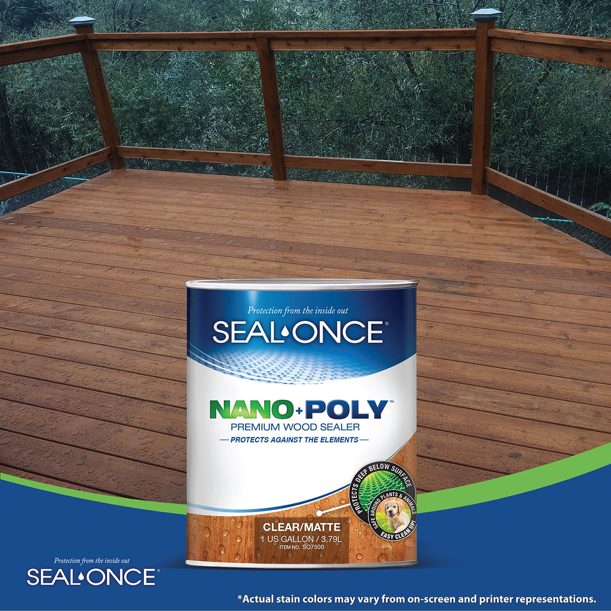 Seal-Once Nano+Poly Wood Sealer and Waterproofer, Clear, 1 Gallon