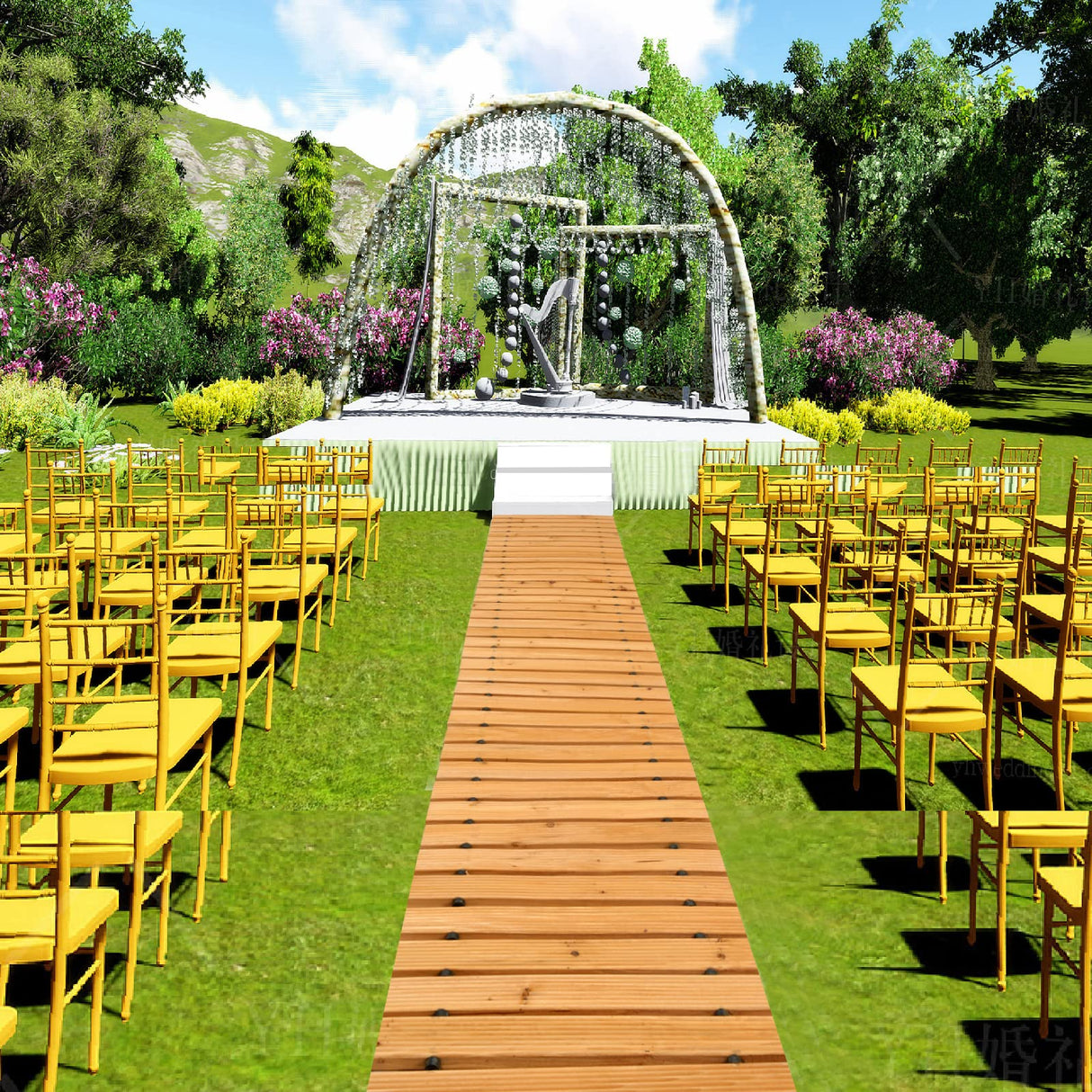 10FT Wooden Garden Pathway, Outdoor Roll Out Wooden Walkway Pathway Pavers