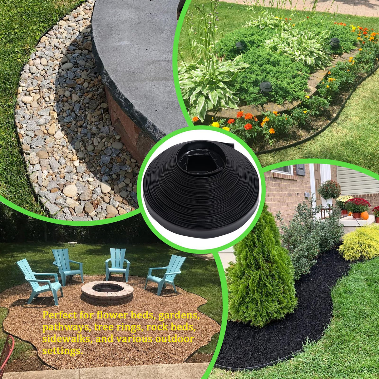 Landscape Edging 2 Inch Tall 100 FT, Garden Edging Border with 5 Pcs Connectors and 60 Pcs Anchoring Spikes for Garden Flower Beds Yard Lawn