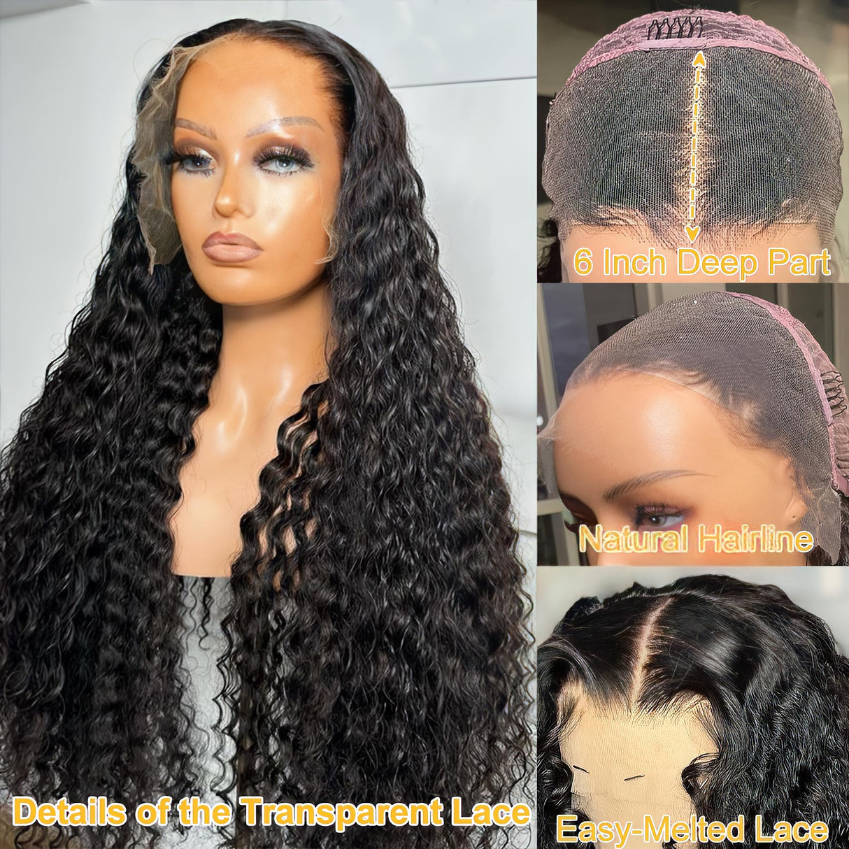 30 Inch Remy Human Hair Wig 13x6 Deep Wave Lace Front Wigs Human Hair 200 Density Deep Curly 13x6 Human Hair Wigs Lace Frontal Human Hair Pre Plucked Human Hair Wig for Women Curly Human Hair