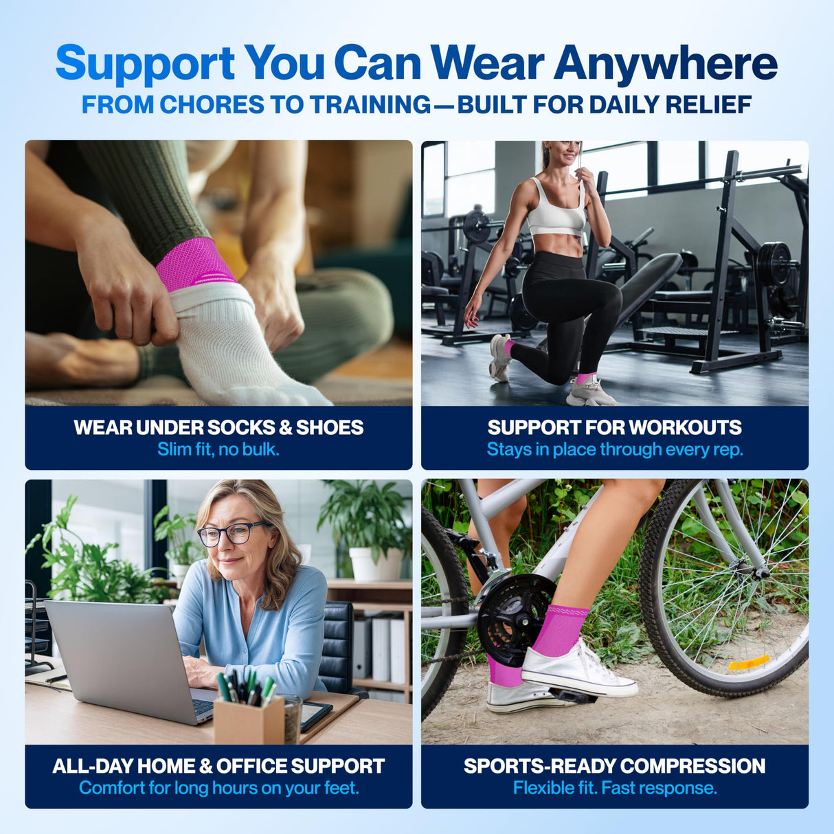 Modvel Foot & Ankle Brace Socks for Sprained Ankle Compression Sleeve - Plantar Fasciitis Relief Brace, Foot Support for pain Women & Men - Tendonitis & Arthritis Feet Sleeve, Stabilizing Ankles Wrap