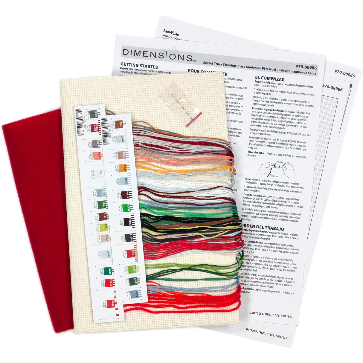 Dimensions Whimsical Counted Cross Stitch Kit Santa's Truck Stocking - 16"(1 Pc.) - Christmas Stocking, DIY Gift for Loved Ones, Ideal for Festive Events