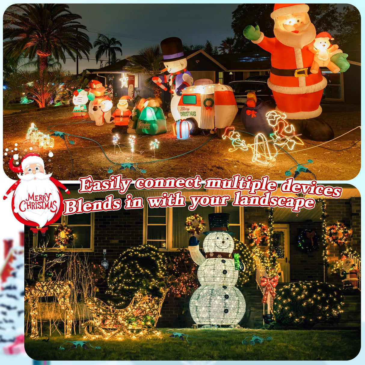 Feekoon 20 FT Outdoor Extension Cord with Timer 6 Outlets, 16AWG SJTW Heavy Duty Green Power Cord with Safety Cover Weatherproof Multiple Outlet Cable for Christmas Halloween Light Outdoor Decorations