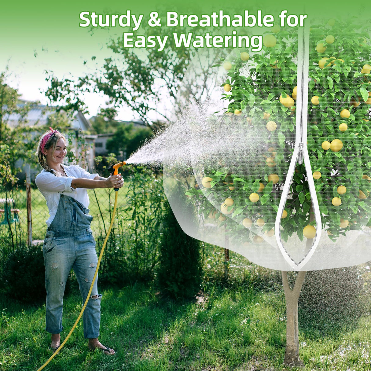 15'*15' Large Fruit Tree Netting for Squirrels and Birds with Drawstring, Insect Bird Netting Pest Barrier for Garden Protection (White)