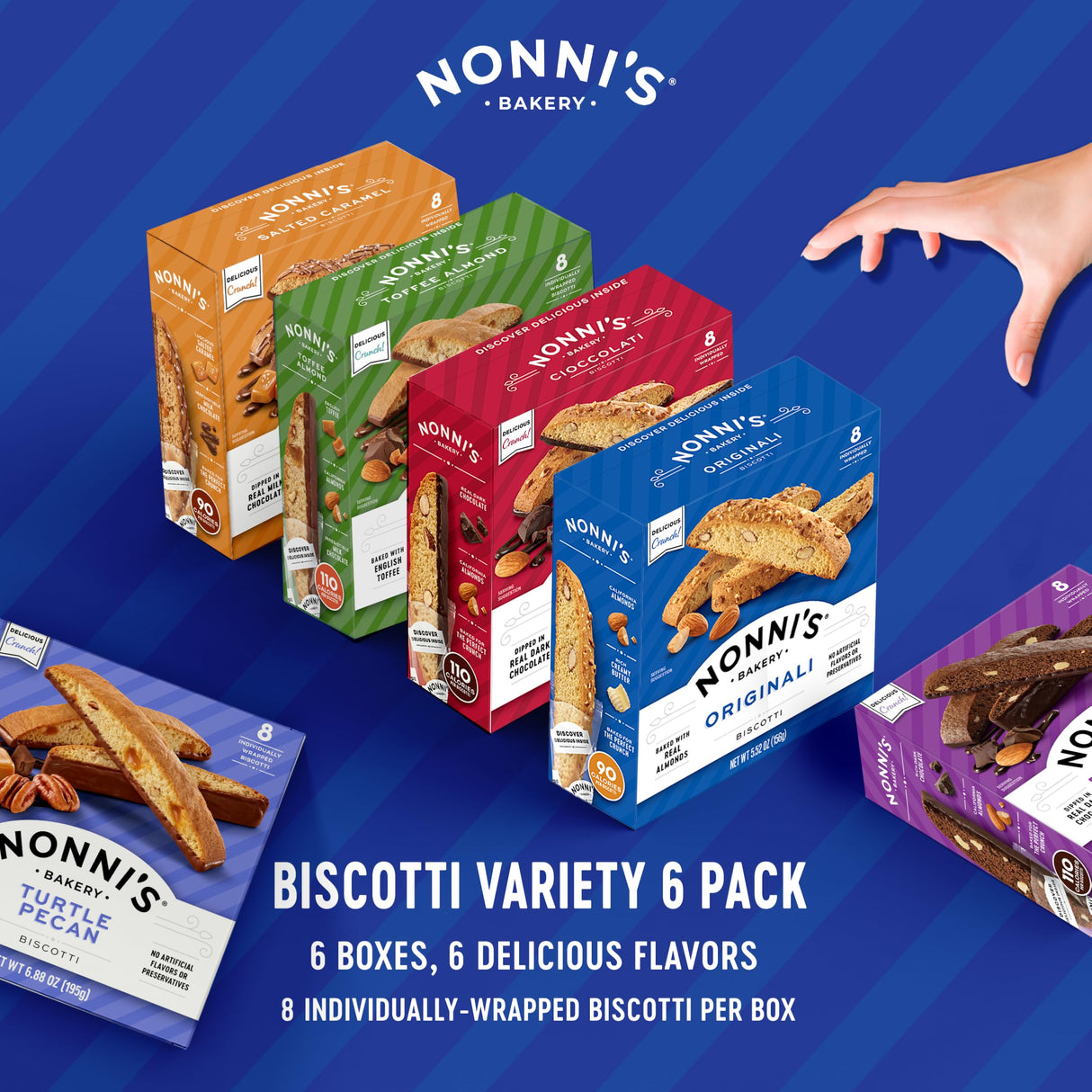 Nonni's Italian Biscotti Variety Pack - 6 Assorted Flavors - Holiday Snack for Christmas Cookies - Cookie Variety Pack - Italian Cookie Assortment - Biscotti Individually Wrapped Cookies - Kosher