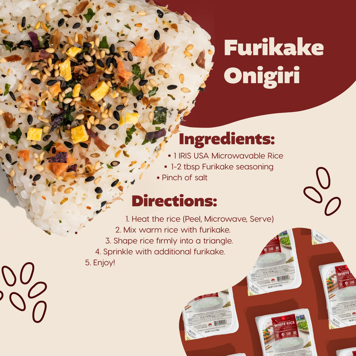 IRIS Instant White Rice, 10PK, Japanese Short Grain Vegan, Microwave 80 sec