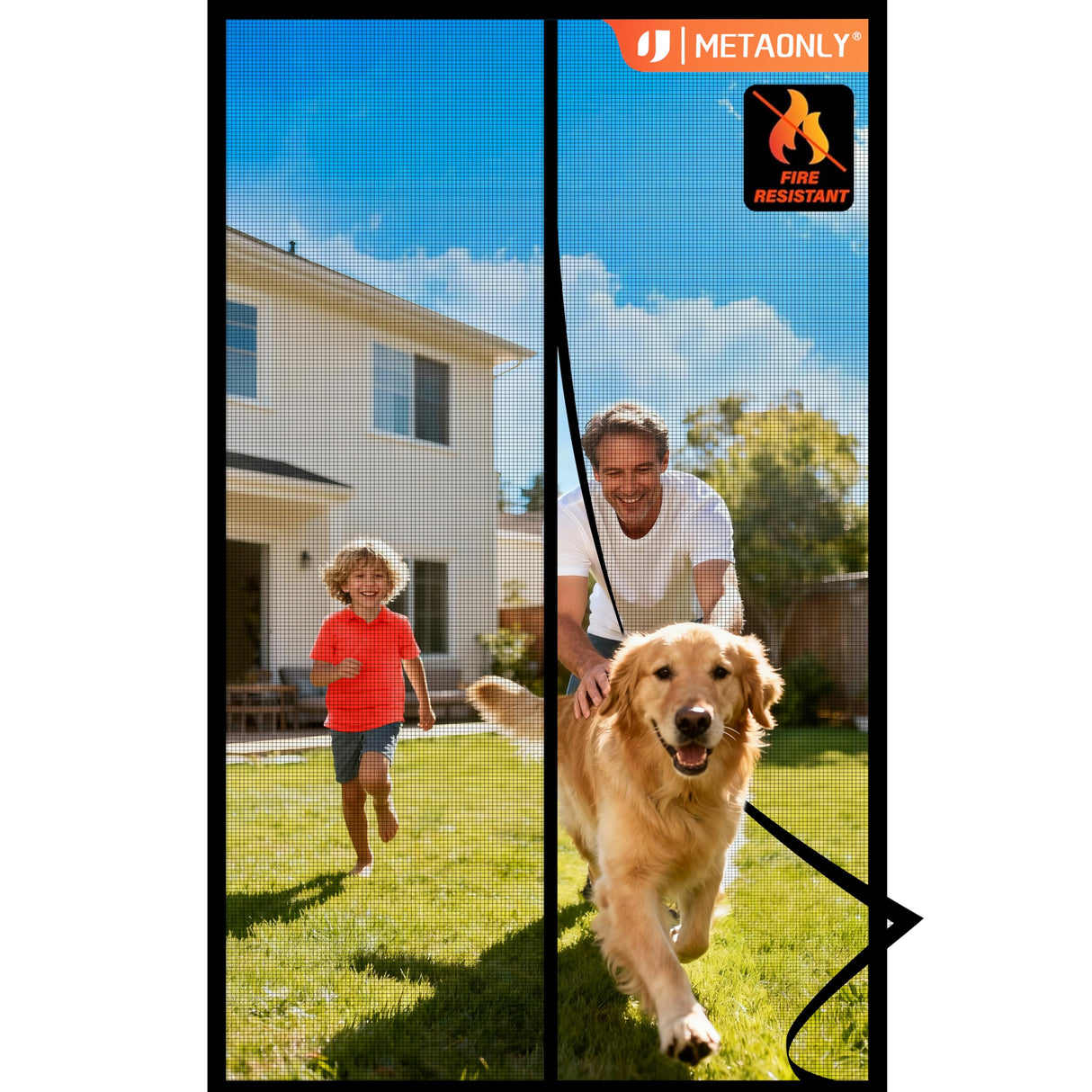 METAONLY Fiberglass Magnetic Screen Door Mesh Fits 36" x 80" Door - Curtain Size 38" x 82", Works for Patio, Sliding Door, Keeps Bug Mosquito Out, Fresh Air Flow, Black
