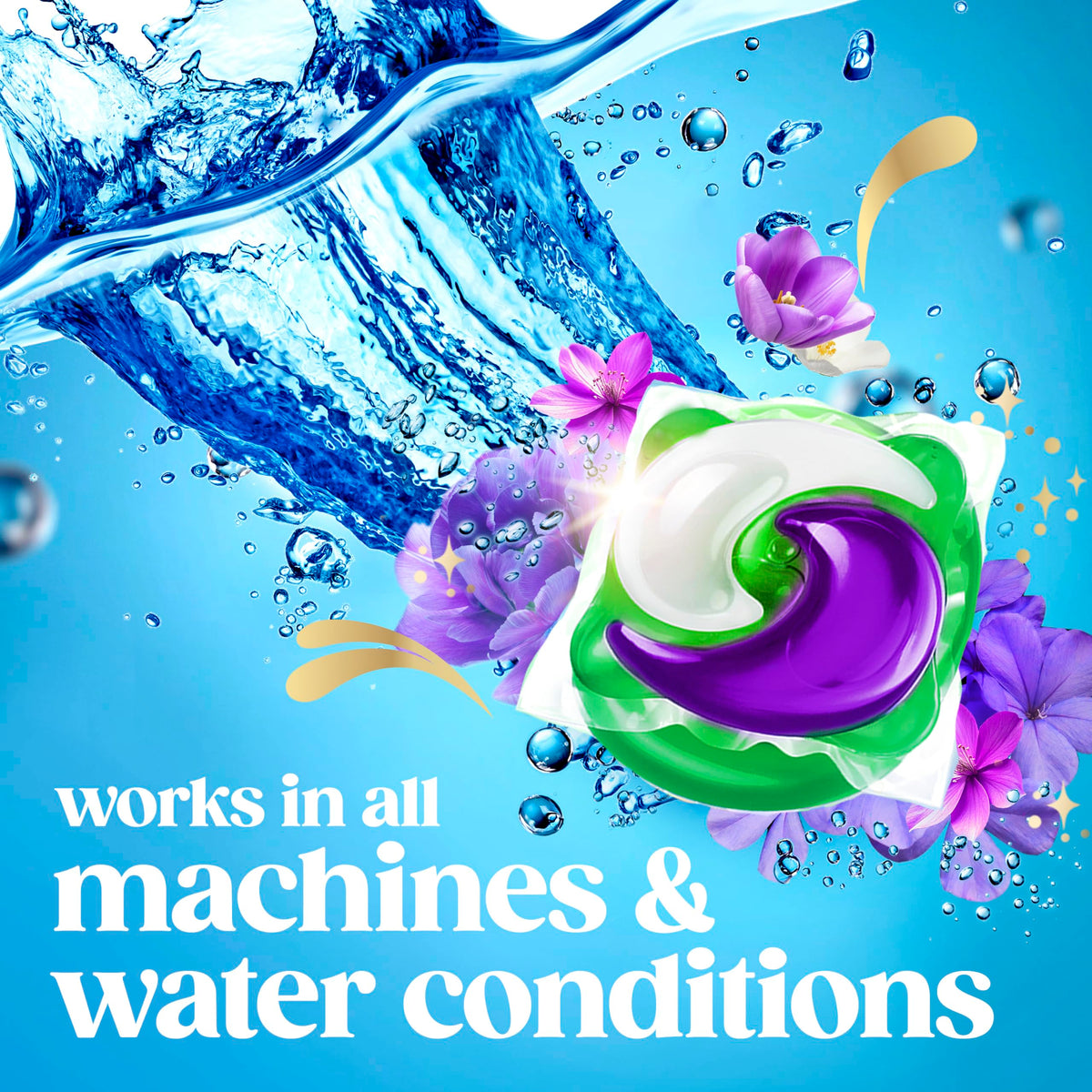 Gain Plus Flings Liquid Washing Detergent Pacs, Gain's Best Clean, All-In-One, Moonlight Breeze Scent, 45-Count Tub