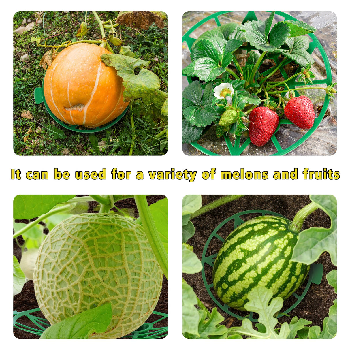 UCandy Pack 10 Plant Melon Supports Cages Cradles Trellis for Watermelon, Cantaloupe, Pumpkins, Strawberries Avoid Ground Rot (Light grenn)