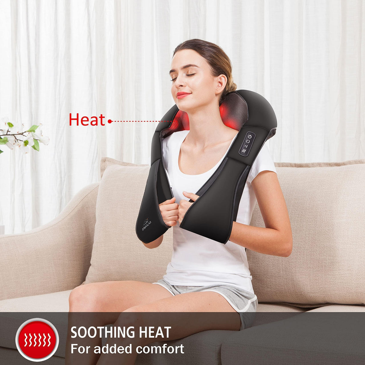 Snailax Cordless Massager - Shiatsu Neck and Shoulder Massager with Heat, Portable, Lumbar, Back Electric Massage Pillow, Christmas Gift