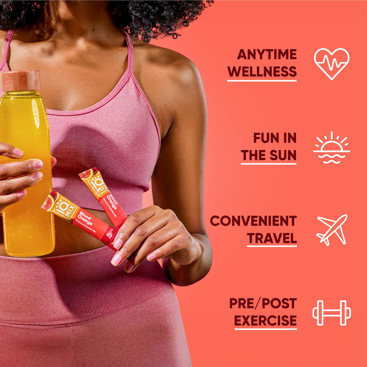 IQMIX Hydration Electrolyte Powder – 4-in-1 Formula for Hydration, Mental Clarity, Mood and Recovery – Sugar-Free Drink Mix, Keto, Magnesium L-Threonate, Lion’s Mane – 20 Count Blood Orange