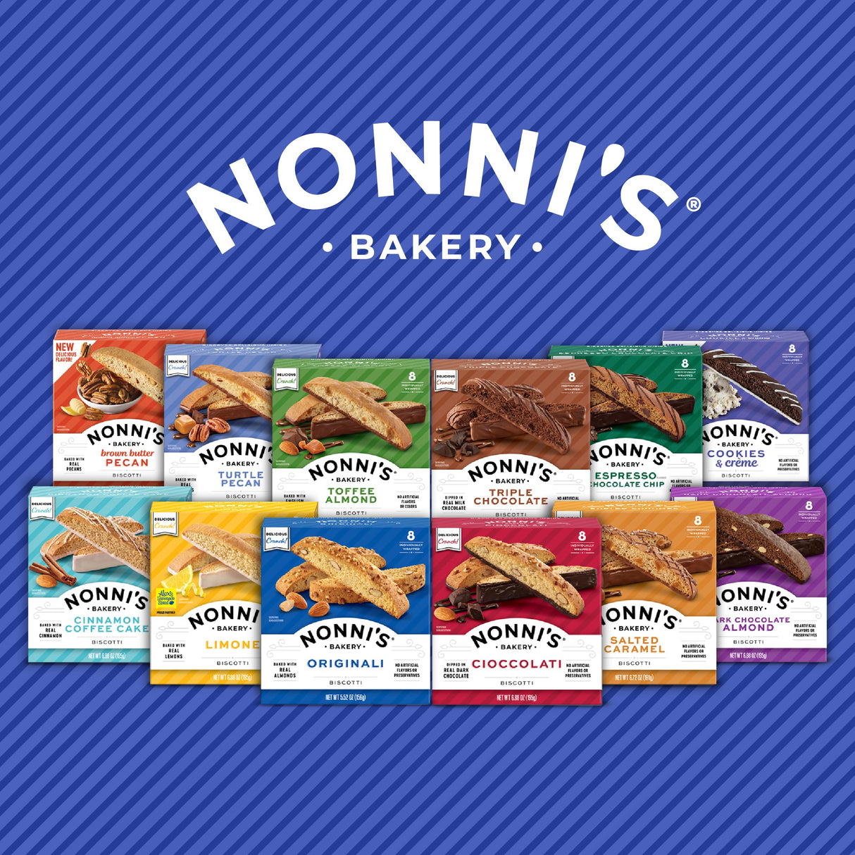 Nonni's Italian Biscotti Variety Pack - 6 Assorted Flavors - Holiday Snack for Christmas Cookies - Cookie Variety Pack - Italian Cookie Assortment - Biscotti Individually Wrapped Cookies - Kosher