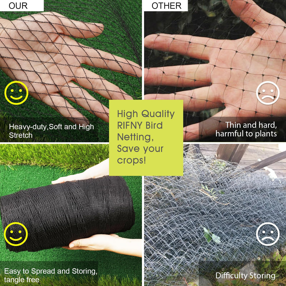 Bird Netting for Garden Protection, Anti Bird Mesh Garden Netting 49 x 49FT