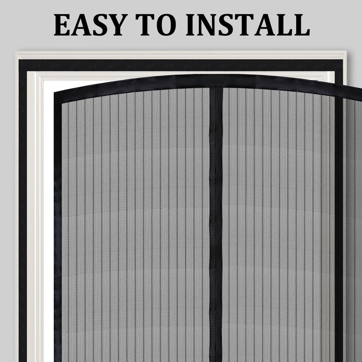 Magnetic Screen Door - Self Sealing, Heavy Duty, Hands Free Mesh Partition Keeps Bugs Out Let Breeze in- Pet and Kid Friendly - Keep Open Feature (Black, Fit Door Size 38 x 82 Inch)