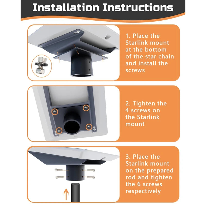 Starlink Flat High Performance Pipe Adapter, Beciety Starlink Mounting Kit for Performance Starlink Antenna Mount, Starlink Pole Mount, Starlink Roof Mount