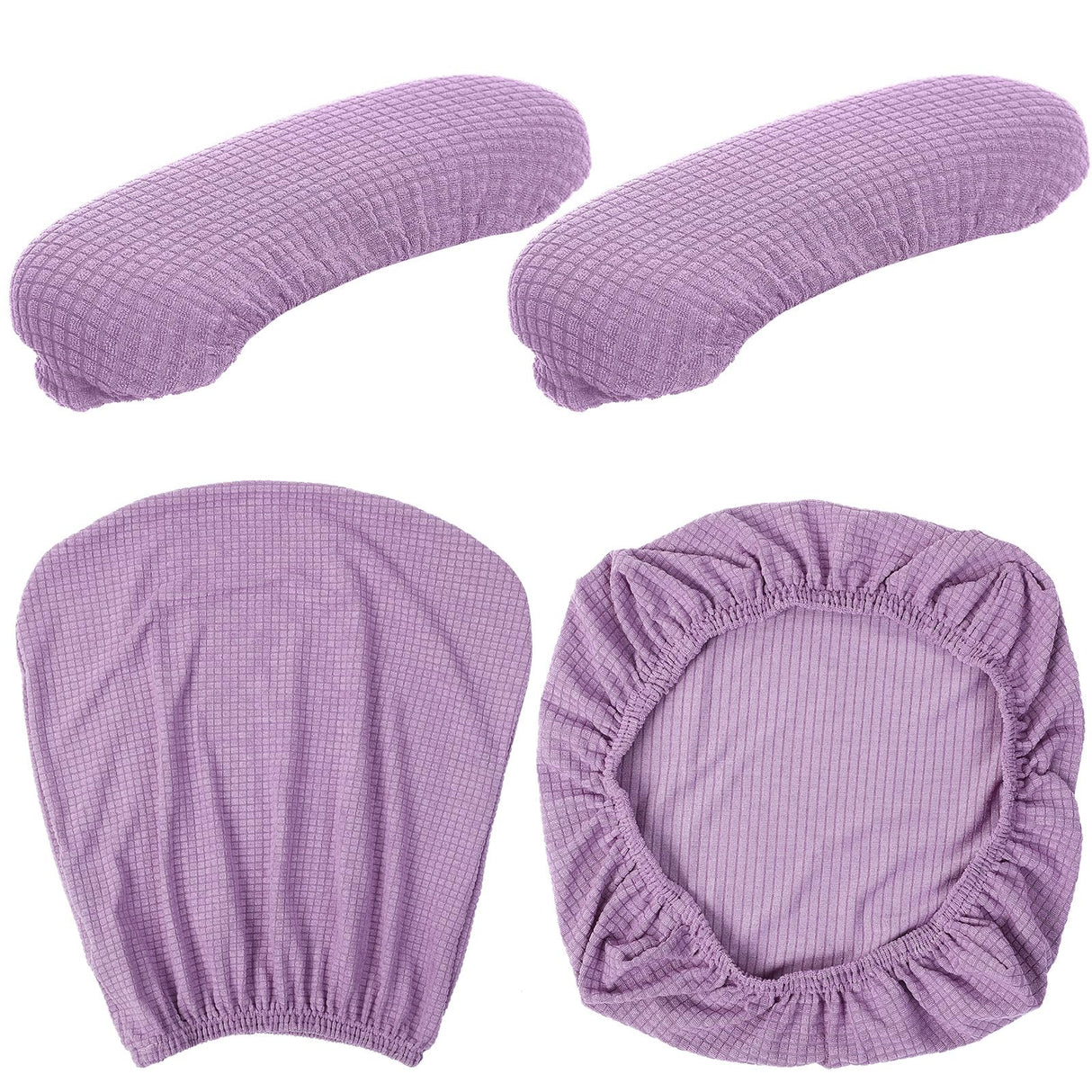 Tallew 4 Pcs Office Chair Covers Set Computer Universal Protective Stretchable Chair Seat Covers Desk Armrest Covers Slipcovers Pads Office Cushion Backrest for Rotating(Lilac Purple,Polyester)