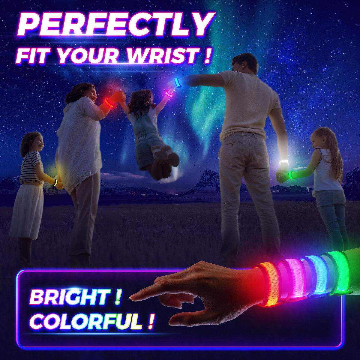 FANL 8/12/24 Pack LED Glow Bracelets, 8 Colors, Light Up Party Favors