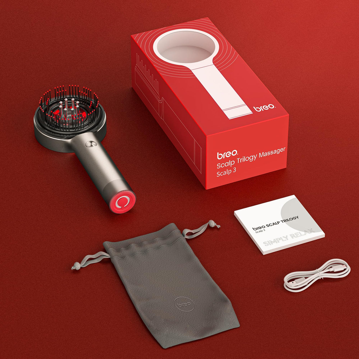 Breo Scalp3 Scalp Massaging Brush, Shiatsu Hair & Scalp Massager with IPX7 Waterproof, Cordless & Portable, Electric for Head, Home Relaxation