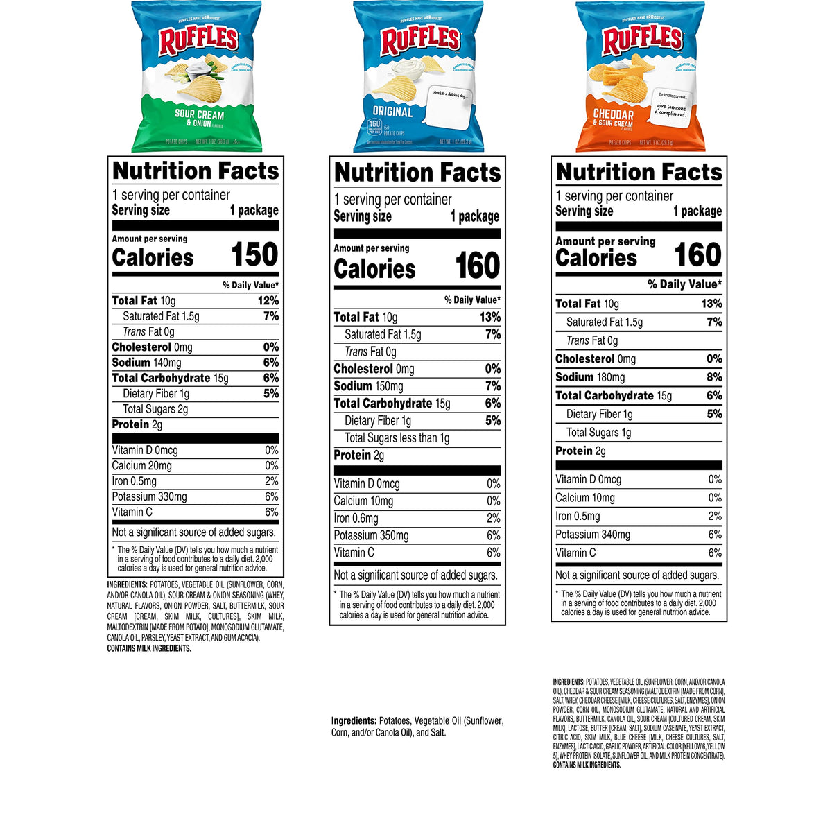 Ruffles Potato Chips Variety Pack, 40 Count