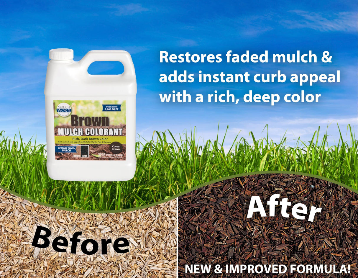 Sanco Industries MulchWorx Brown Mulch Color Concentrate - 2,800 Sq. Ft. - Rich Dark Brown Mulch Dye Spray