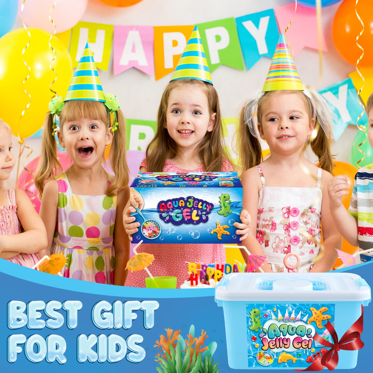 Magic Gel Water Elf Toy Kit, Aqua Fairy Water Gel Kit for Kids with 10PCS Aqua Jelly Gels & Animal Mold, Gift for Christmas, Easter, Birthday, New Year, Creative Art Craft Girls 6 7 8 9 10 Year Old