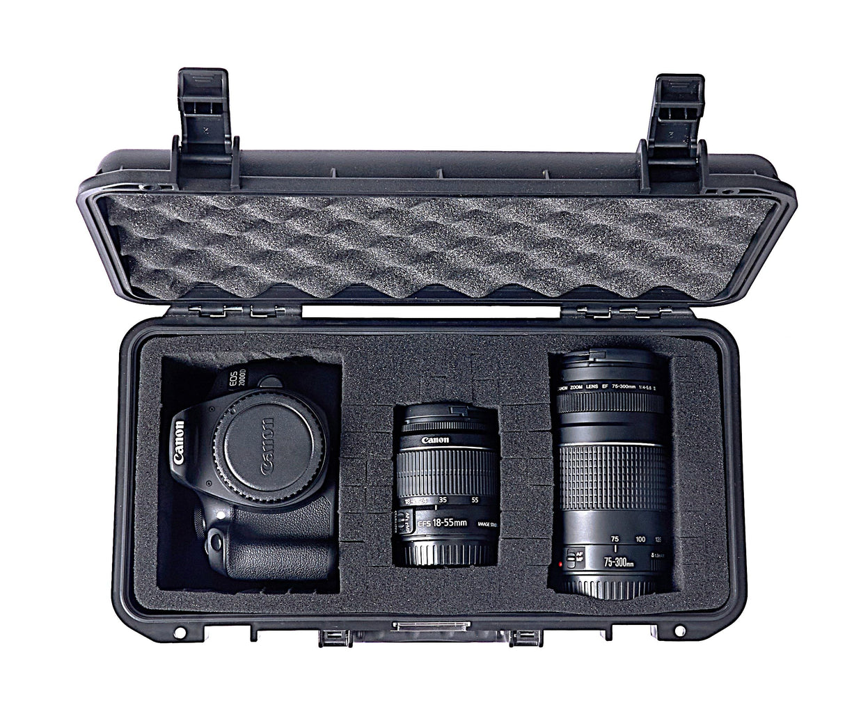 CHBAYI Waterproof Hard Storage Case Compatible with Canon EOS Rebel T7 DSLR Camera with EF18-55mm + EF 75-300mm Lens, Camera Protective Waterproof case with Foam (Camera/18-55mm&75-300mm Lenses case)