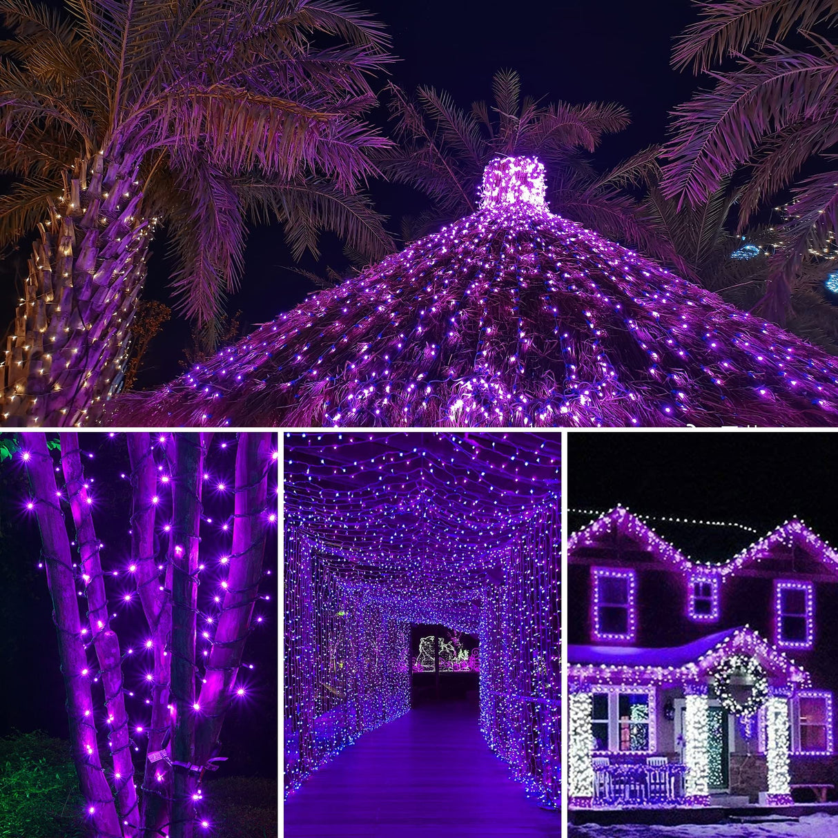 weillsnow 164FT 500 LED Purple Christmas Lights, 8 Modes Waterproof Plug in String Lights for Halloween Christmas Indoor Outdoor Yard Party Wedding Garden Home Decorations (Purple, 164FT)