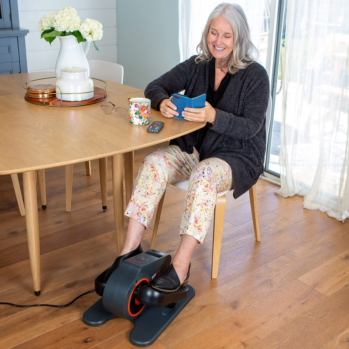 SITFIT, Sit Down and Cycle! Powered Foot Pedal Exerciser for Seniors, Under Desk Elliptical Exercise Bike, Leg Exerciser While Sitting. Peddler Exerciser Mini Bike, Portable Rehabilitation Equipment.