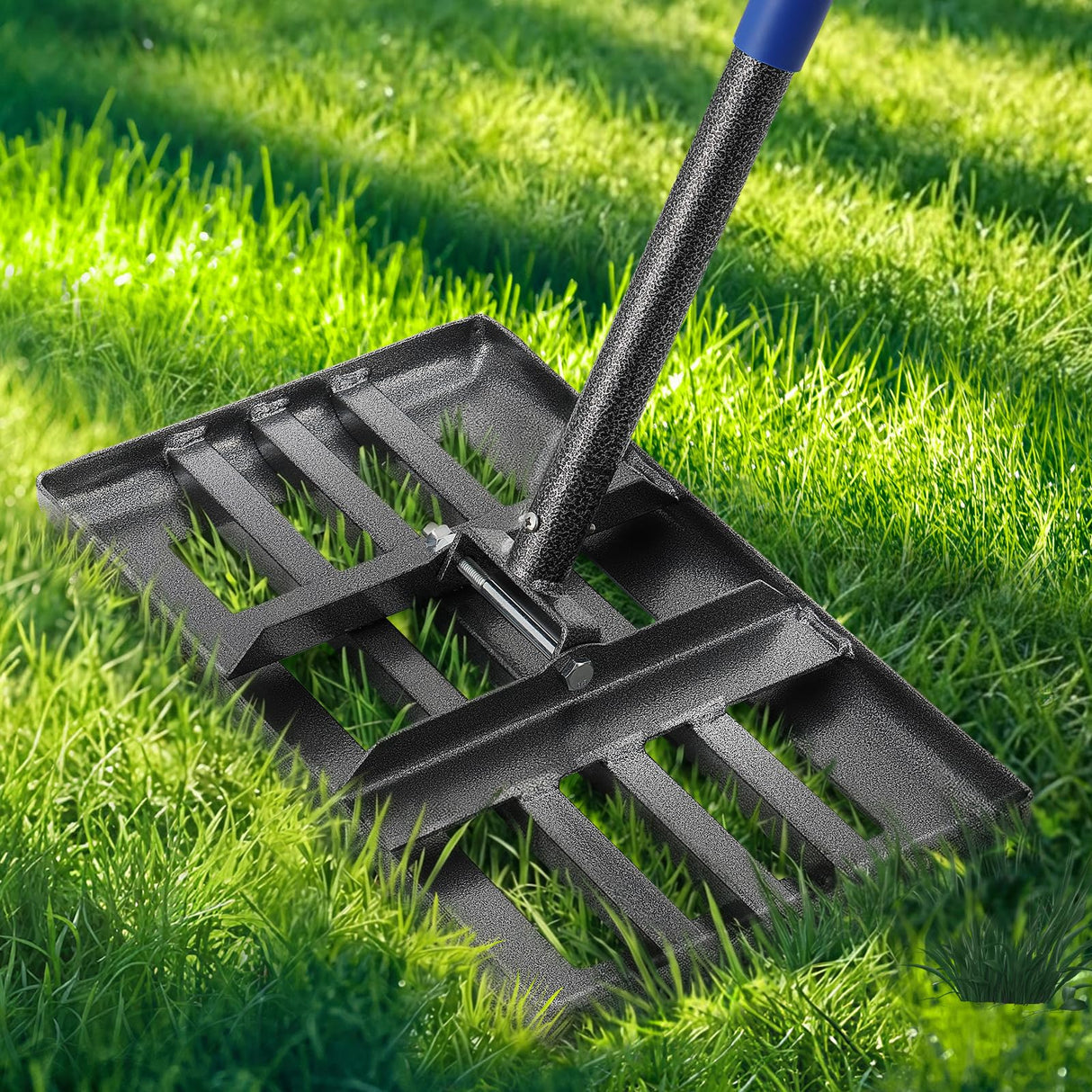 Lawn Leveling Rake, 6 FT Long Lawn Leveler with 17 x 10 Small Rakes Head for Smooth Garss Soil Dirt Sand, High Effect Long Handle Ground Leveling Tool with Round Edge for Yard Garden, No Flip