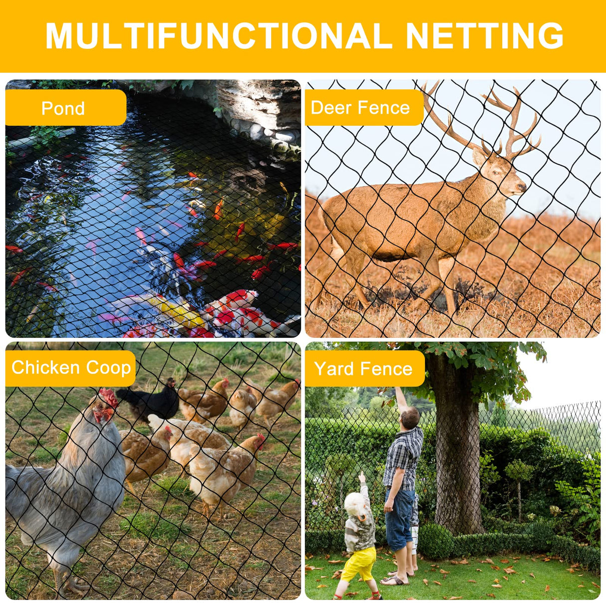 BSTPCOO 2.4" Mesh Nylon Bird Netting 50'x50', Poultry Netting, Chicken Net