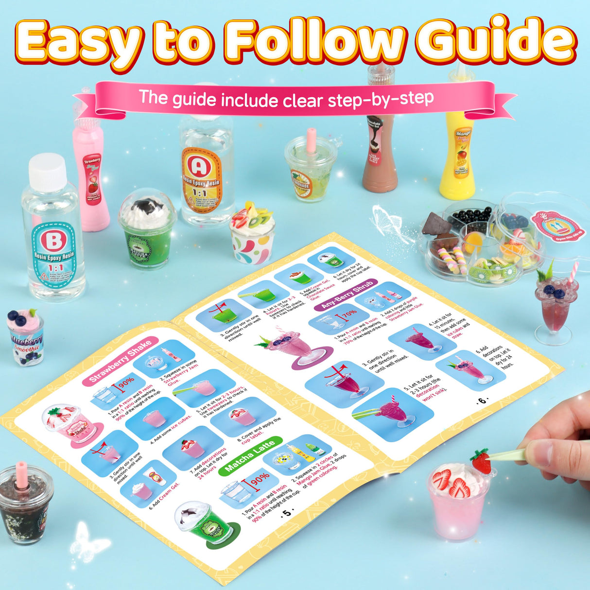 20 PCS Miniature Drink Marker Kit, Miniature Food Toys, Kitchen Pretend Food DIY Crafts Kits for Kids Ages 8-12, Girls Gift for Christmas, Birthday, Collectors, Resin Play, NOT Edible