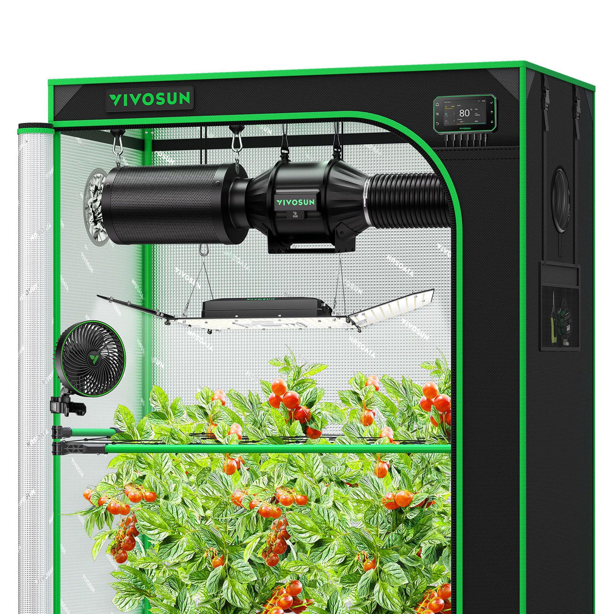 VIVOSUN Smart Pro Grow Tent Kit 2x4 Complete Grow System WiFi-Integrated Automatic Control with GrowHub E42A+, 2-in-1 Tunable Spectrum LED Grow Light, 360° Ventilation & Circulation Control System