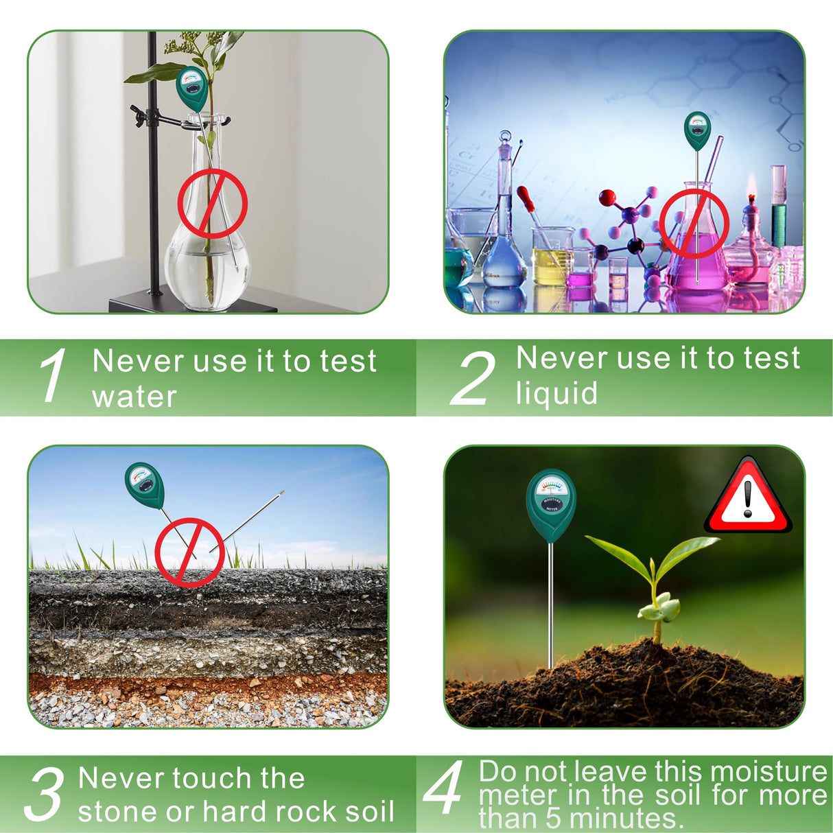 XLUX Long Probe Deep Use Soil Moisture Meter Sensor, Water Monitor Indicator, Hygrometer for Outdoor Indoor Large Pot Plants, Flower, Gardening, Farming, 2 Pack