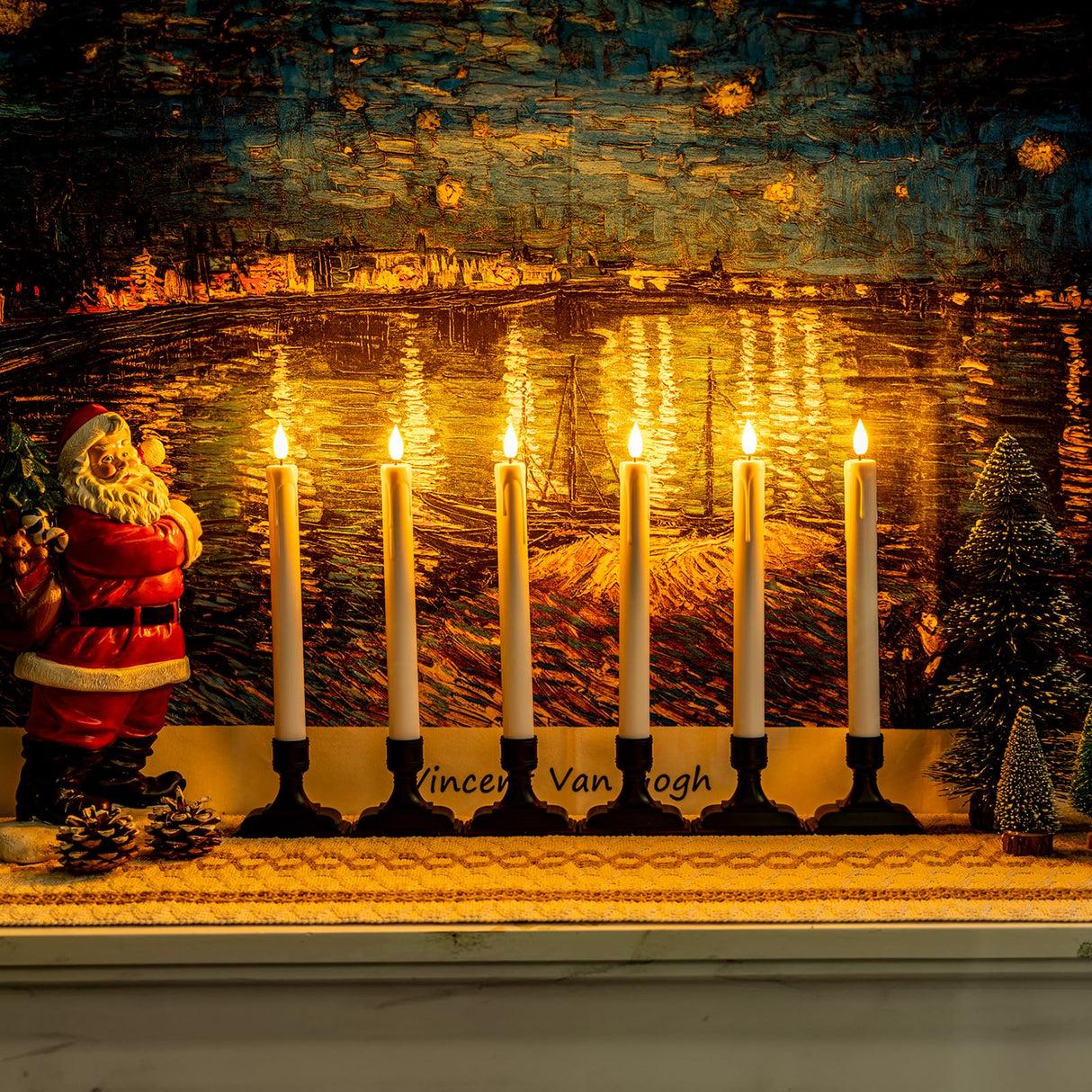 Homemory 6 Pcs Window Candles with Remote Timer Dimmer, Battery Operated Candlesticks with Holders and Suctions, White LED Christmas Candle for Window Xmas Holiday Decor