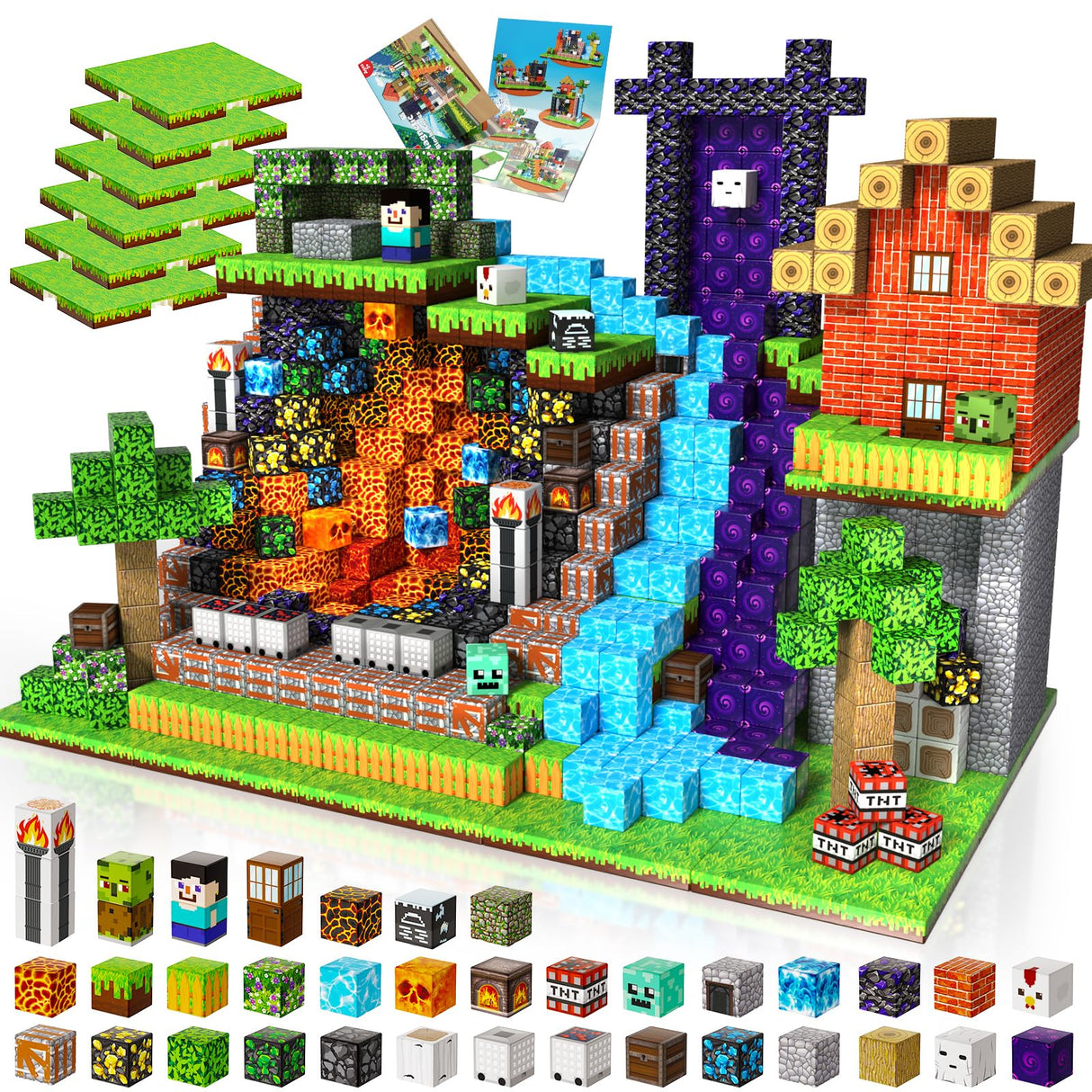 200PCS Magnetic Building Blocks with 6 Baseplate, Magnetic Blocks Cubes for Kids Ages 4-8, Stacking Magnet Blocks STEM Building Toys for Boys Girls Ages 3 4 5 6 7 8-12 Christmas Birthday Gifts