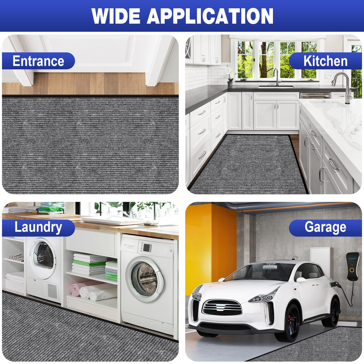 ToLanbbt Commercial Floor Mat 3' x 10' Front Door Mat Extra Large, Industrial Hallway Runner Rug Heavy Duty Outdoor Indoor Utility Mat Low Profile Entryway Carpet Non Slip Backing for Home Office