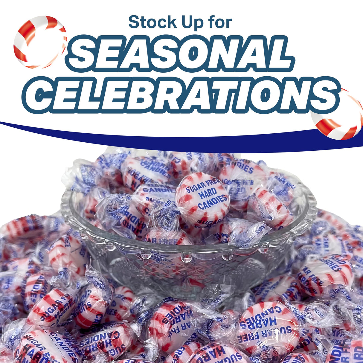 Arcor Starlight Peppermint Sugar Free Hard Candy - 2 Pounds Approx 150 - Sugar Free Candy, Peppermint Candy - Bulk Candy Individually Wrapped - Christmas Candy Bulk- Ideal for Holiday Season