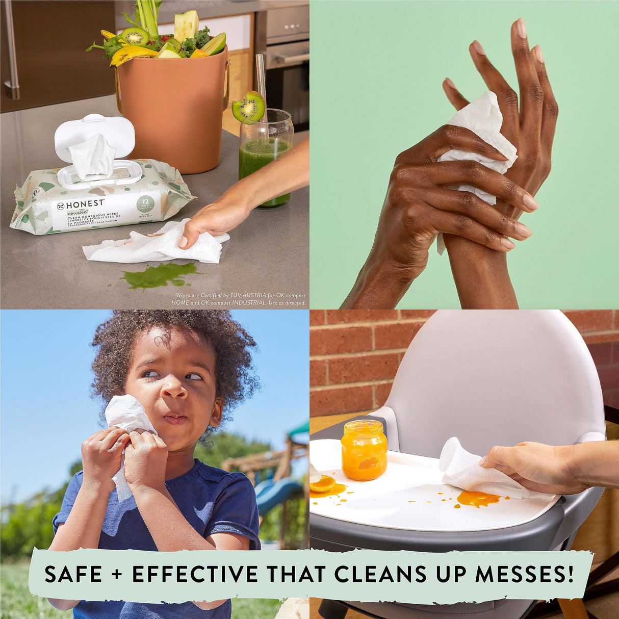 The Honest Company Clean Conscious Multi-Use Wipes | Hypoallergenic + Unscented for Sensitive Skin | Over 99% Water, Compostable, Plant Based, Baby Wipes | Rose Blossom, 288 Count