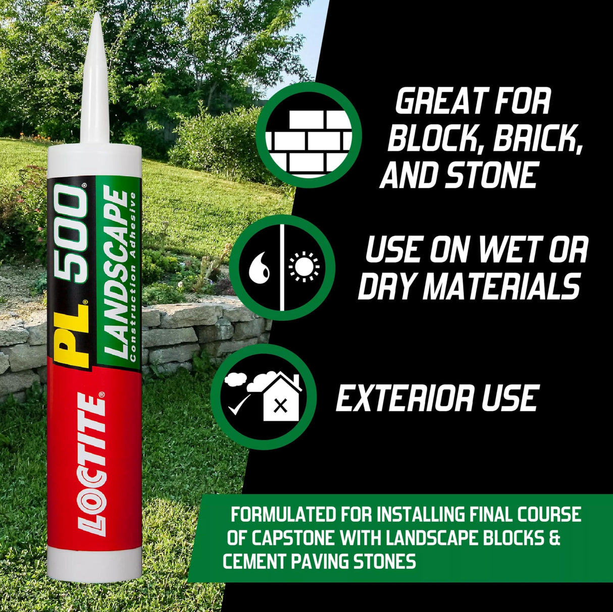 Loctite PL 500 Landscape Block & Stone Construction Adhesive, 10 fl oz Cartridge, 12 Pack
