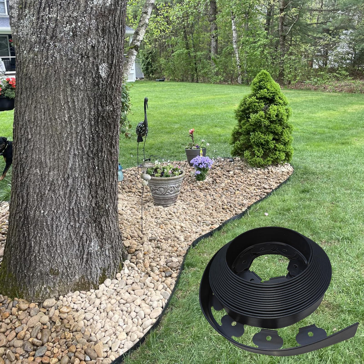 Asoleo Garden Edging, 40FT Landscape Edging with 40 Landscape Spikes, Pever Edging, No Dig Garden Edging Lawn Border, Border Edging for Landscaping