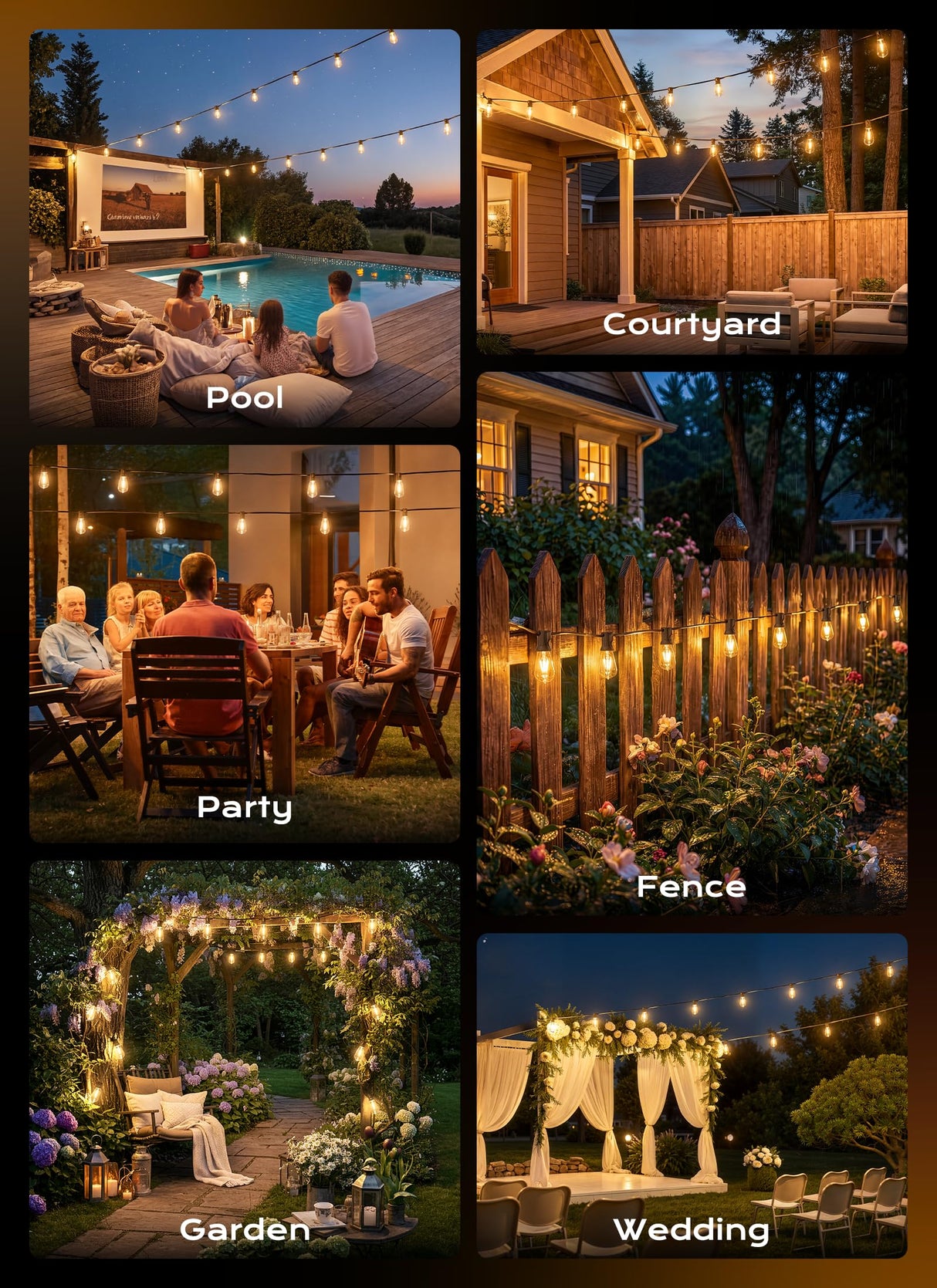 Minetom 55FT Outdoor String Lights with Remote, 17+1 Shatterproof ST38 LED Bulbs, Waterproof Patio Lights with 3 Modes, Dimmable & Connectable 2700K Hanging Lights for Backyard Porch Deck Balcony