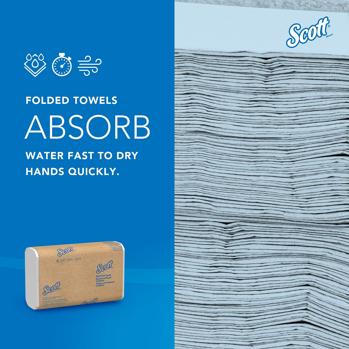 Scott Professional Universal Multifold Narrow Width Paper Towels, Bulk (37490), Absorbency Pockets, White 8.0"x9.4" Towel, Compressed, Compact (250 Sheets/Pack, 16 Packs/Case, 4,000 Sheet Total)