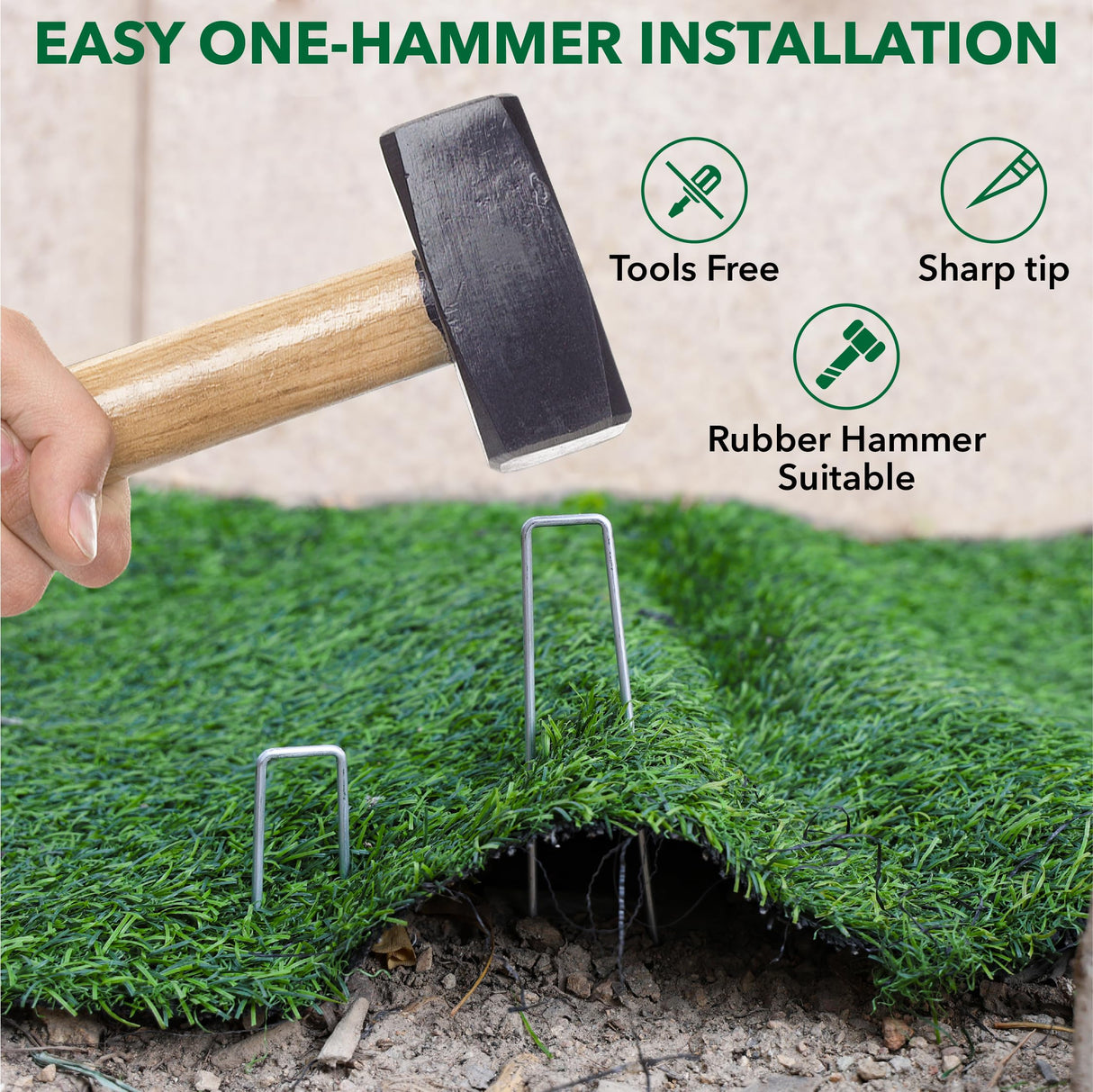 UNCO- Galvanized Landscape Staples, 8 Inch, 200 Pack, Garden Staples, U-Shaped Landscape Pins for Weed Barrier Cover, Ground Cover