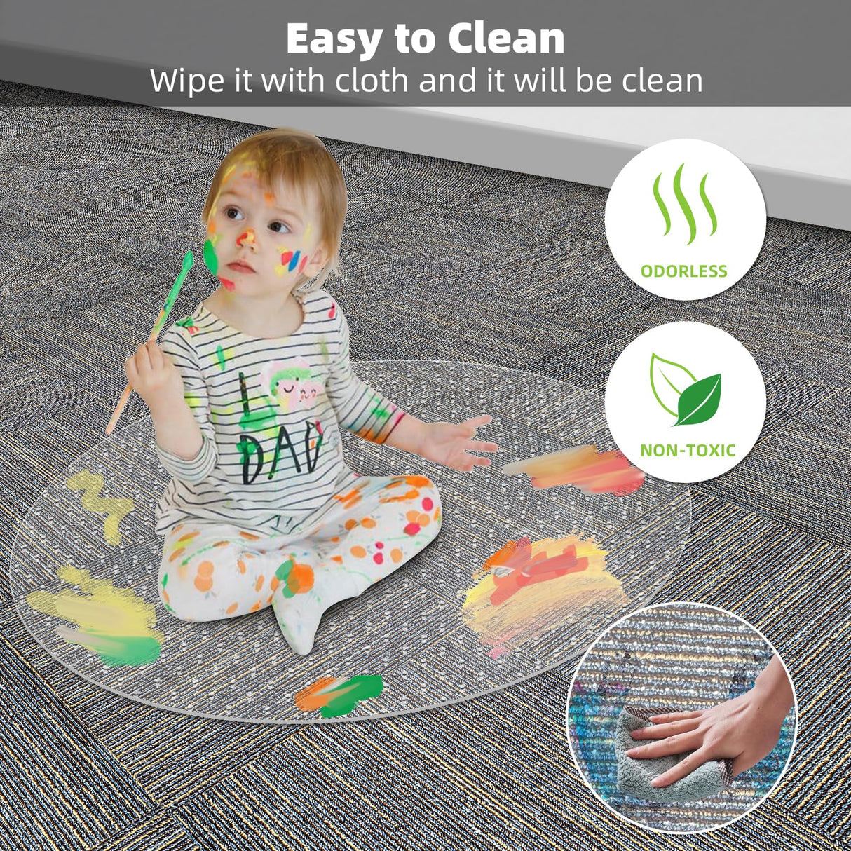 Office Chair Mat Carpet Protector: 36" x 36" Plastic Heavy Duty Computer Desk Mats with Lip for Low Flat and No Pile Carpeted Floor - Clear Rug Pad for Rolling Chairs Office Work Home Gaming Round