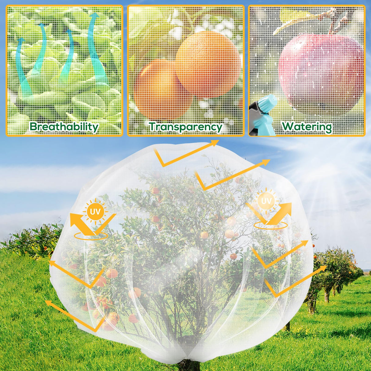 2 Pack 8.2 x 6.6 ft Fruit Tree Netting Covers with Drawstring