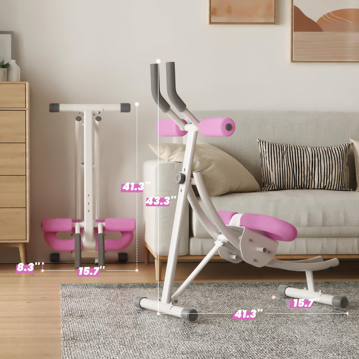 LanPavilion Ab Workout Equipment, Ab Machine with Height Adjustable and Stability, Ab Workout Equipment Home Gym Coaster for Stomach at Office with LCD Display-Christmas Gift Choice, Pink