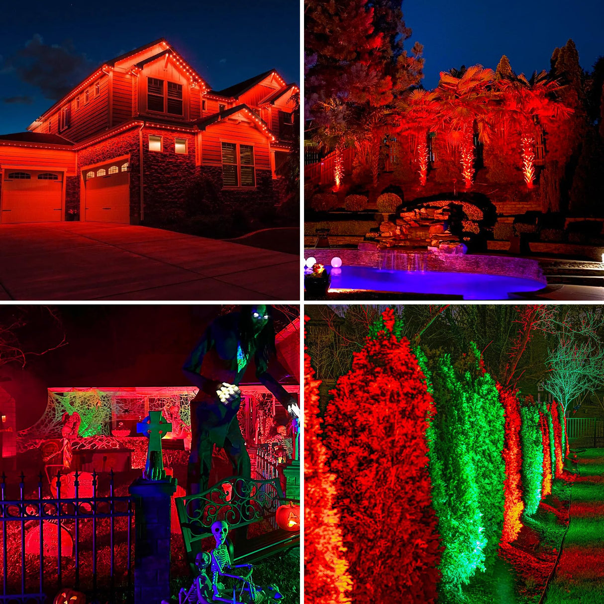 CREPOW Solar Spot Lights Outdoor,20 LED Waterproof IP65 Solar Landscape Light Adjustable Panel Spotlights for Wall Tree Yard Garden Halloween Christmas Red Lights 4 Pack