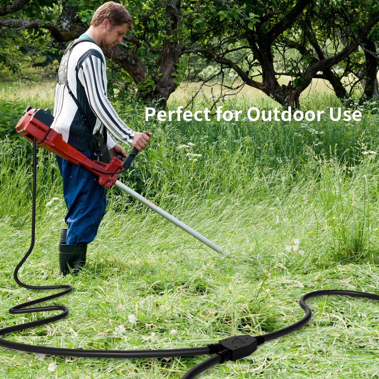 2 Way Power Extension Cord Splitter 20 Ft Total (8+6+6)-3 Prong 1 to 2 Extension Cord Cable Y Splitter-Outlet Adatper-SJTW Outdoor for Halloween Christmas Lighting Landscaping-16AWG 13A 125V-UL-1T2